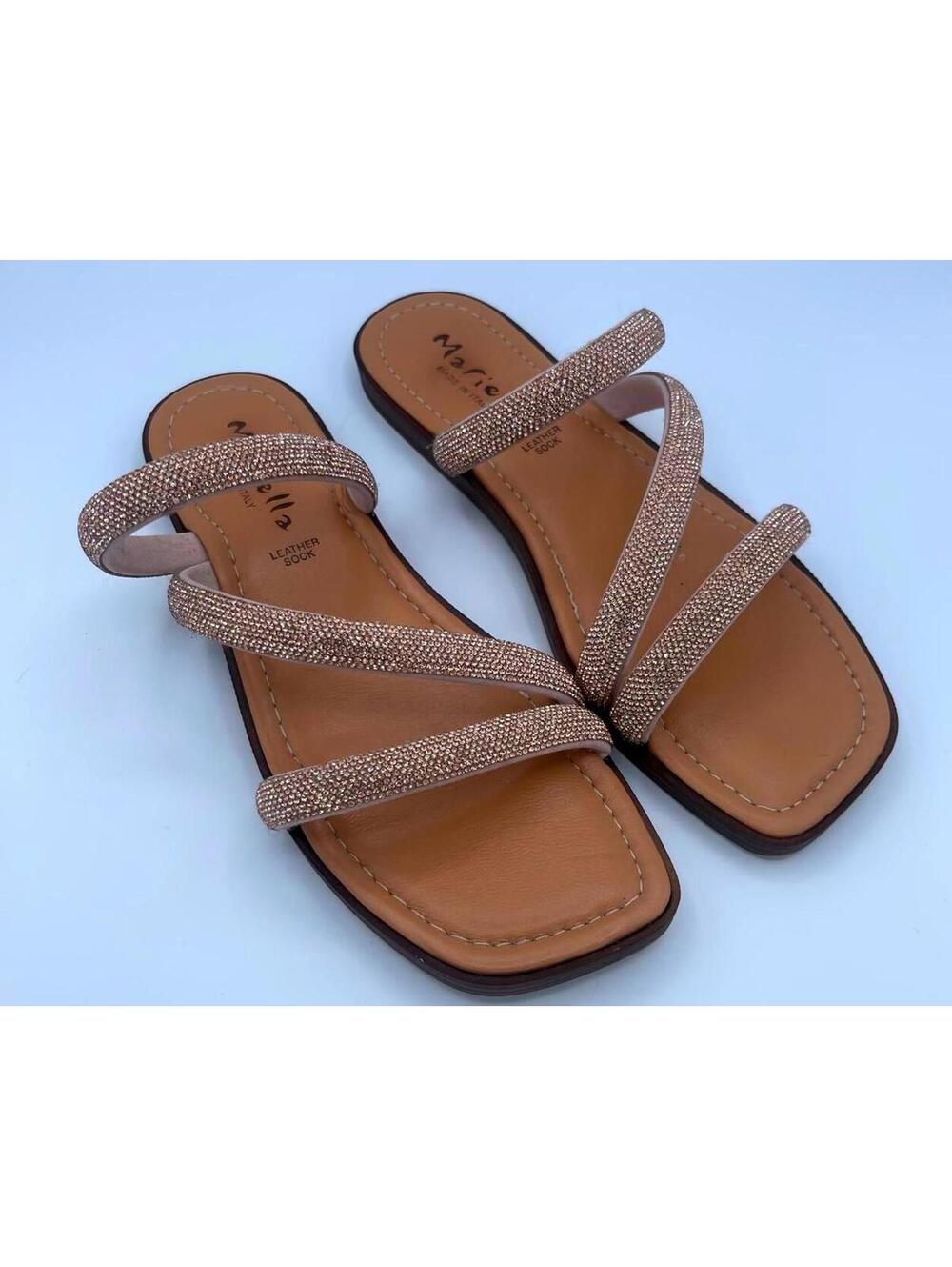 Mariella Women's Strappy Flat Sandals with Pink Straps Size 9 Made in Italy